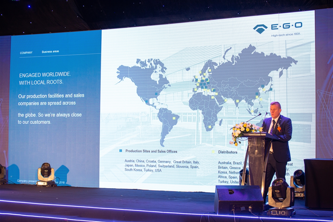 Ông Sam Rowe- Giám đốc Kinh doanh EGO Đức, khu vực các nước Châu Á Thái Bình Dương giới thiệu công nghệ mới nhất của EGO dành riêng thị trường Việt Nam.