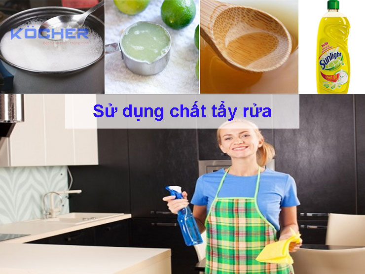 Sử dụng chất tẩy rửa để vệ sinh bếp từ