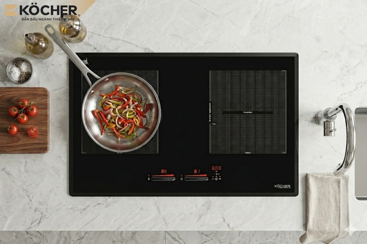 Không gian bếp kín, nhỏ nên chọn bếp điện, tránh cảm giác nóng bức.