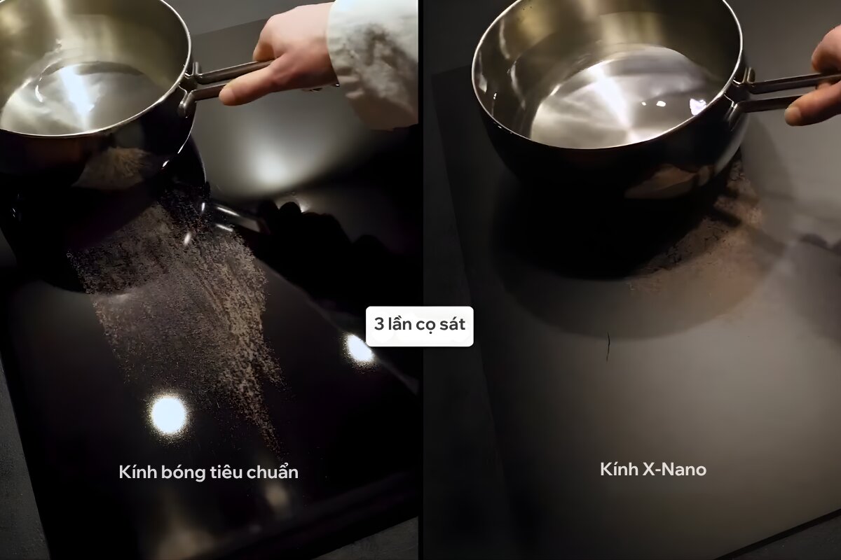 Tránh kéo lê nồi trên mặt bếp, hoặc chủ động sử dụng các sản phẩm có mặt kính chống xước gấp 5 lần X-Nano