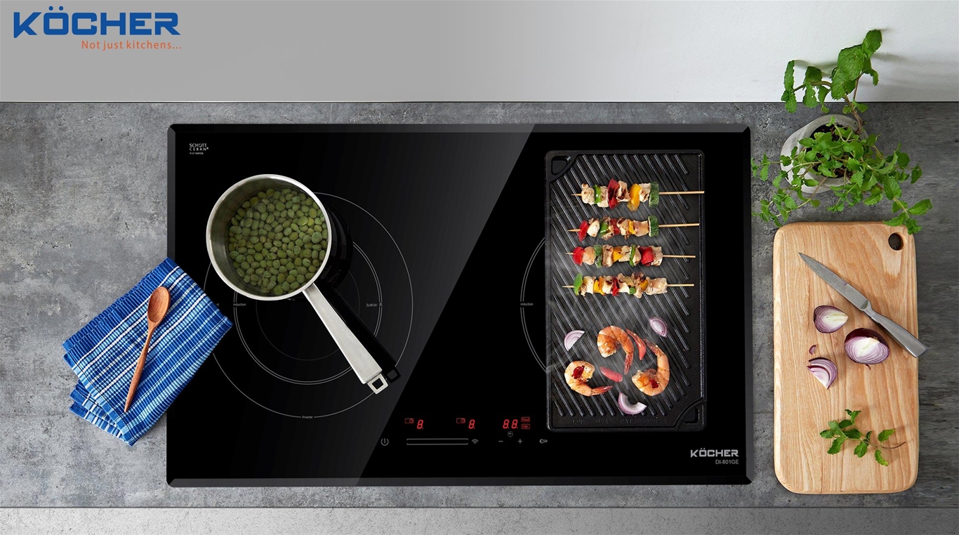 Bếp từ đôi Kocher DI 808GE Ngoại hình bếp từ