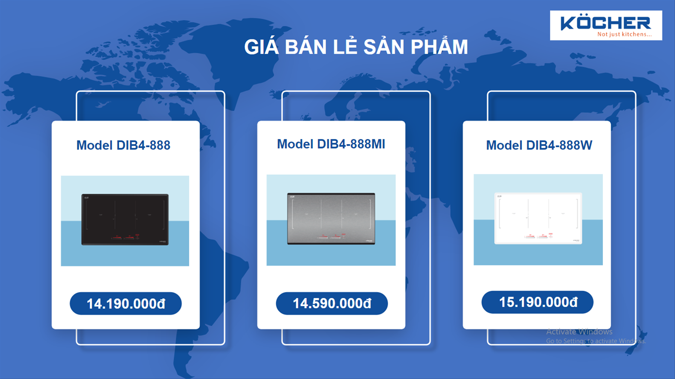 Bảng giá bếp từ DIB4-888 Bảng giá bếp từ DIB4-888