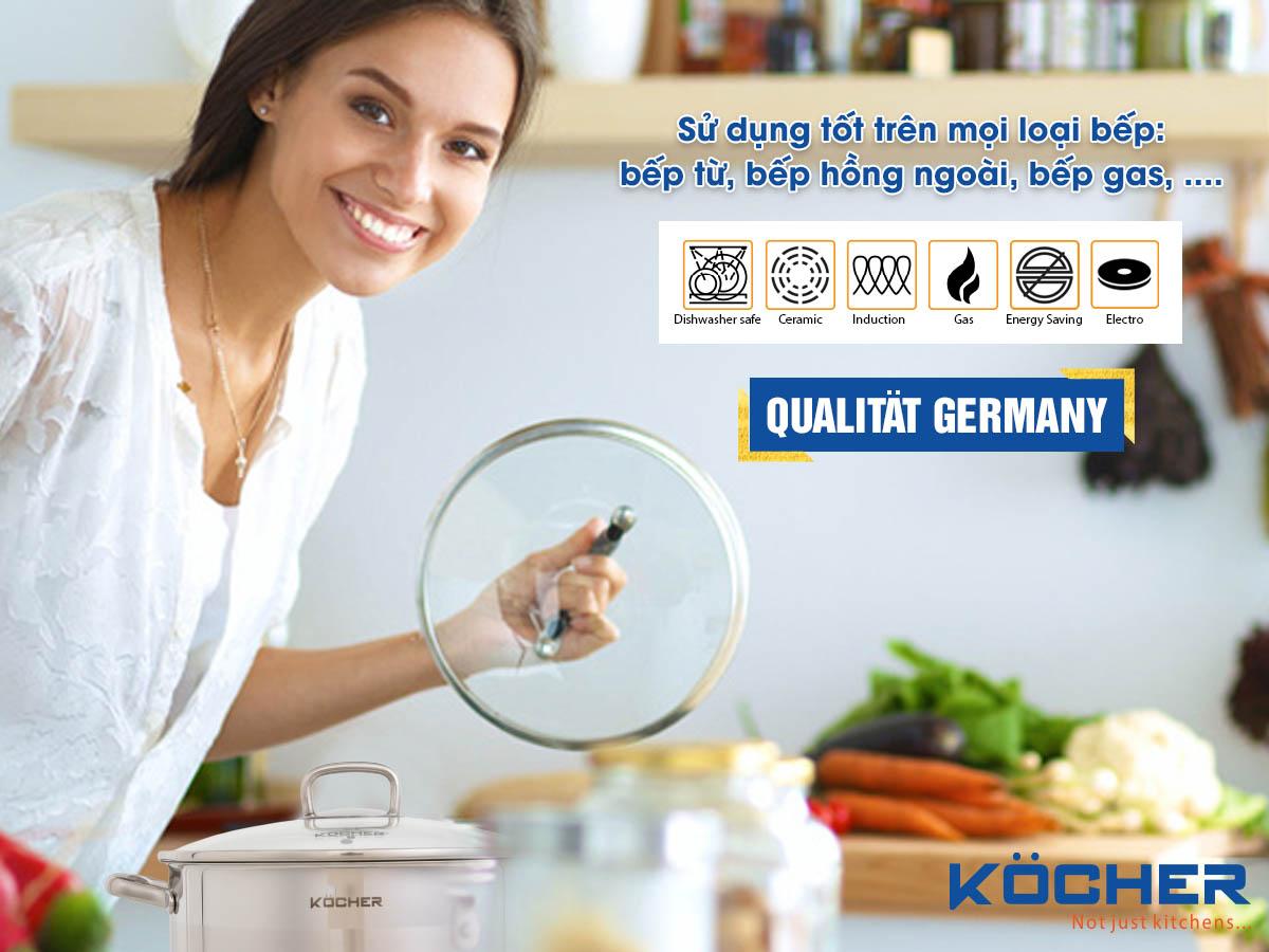 Bộ nồi 5 món Kocher được thiết kế với 5 lớp kim loại Bộ nồi 5 món Kocher được thiết kế với 5 lớp kim loại