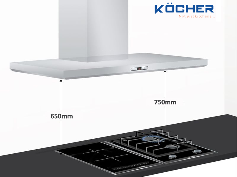 Khoảng cách giữa máy hút mùi và bếp từ và bếp gas phù hợp nhất Khoảng cách giữa máy hút mùi và bếp từ và bếp gas phù hợp nhất
