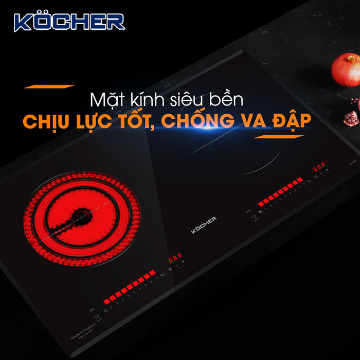 Mặt kính Eurokera siêu bền, chịu lực tốt