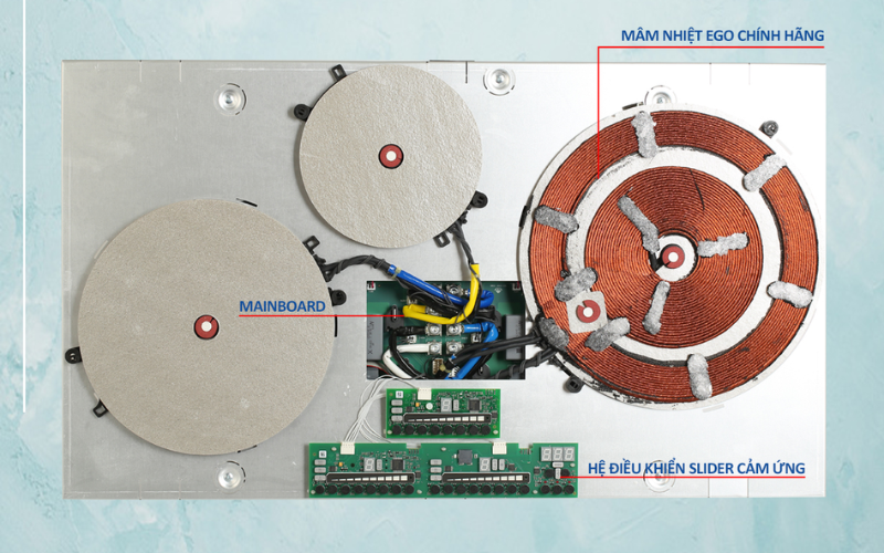 Mâm từ sử dụng cuộn dây đồng nguyên chất tạo ra từ trường mạnh mẽ và ổn định cho quá trình đun nấu.