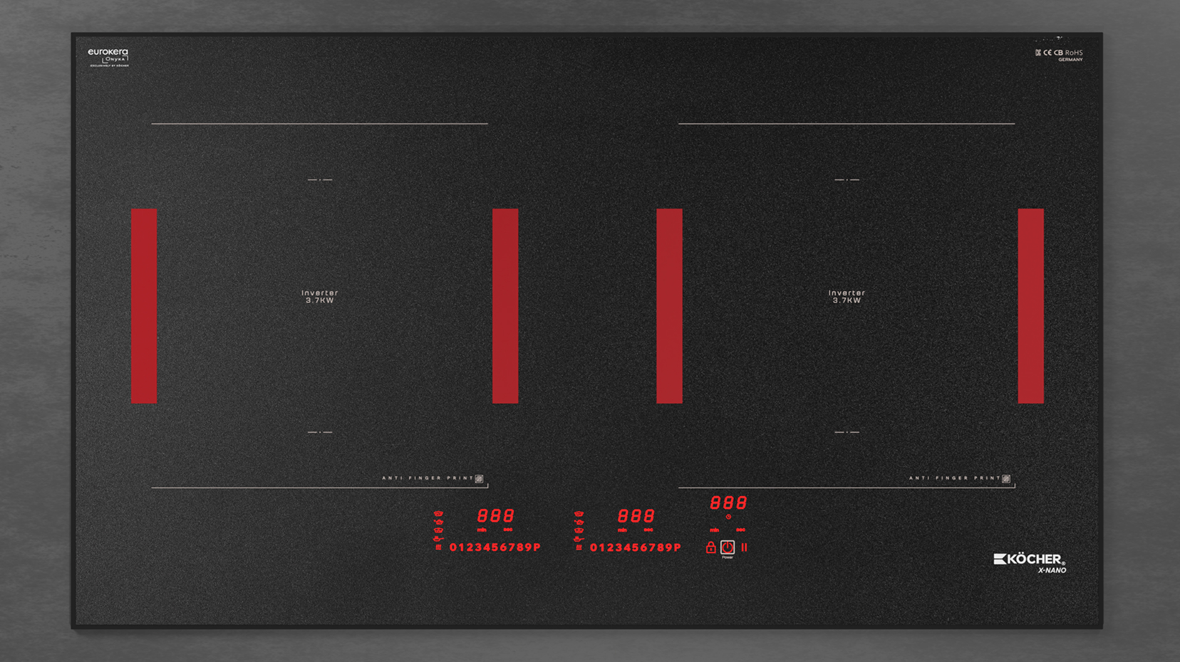 Mặt kính nhám của bếp từ Köcher có khả năng tán xạ ánh sáng hiệu quả, giúp loại bỏ tình trạng lóa mắt và hỗ trợ người dùng quan sát bảng điều khiển rõ nét ở mọi góc độ.