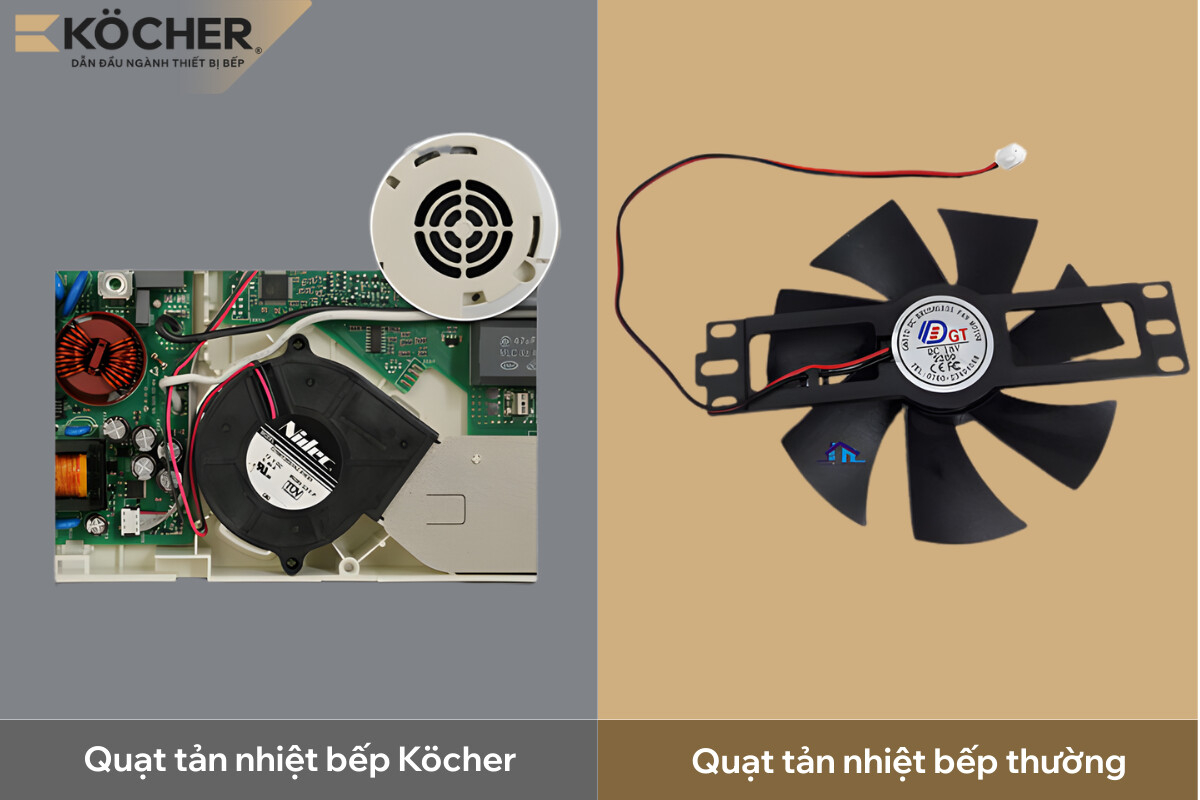 Quạt tản nhiệt chất lượng giúp bếp vận hành trơn tru mà không bị quá nhiệt dẫn đến ngắt bếp liên tục.
