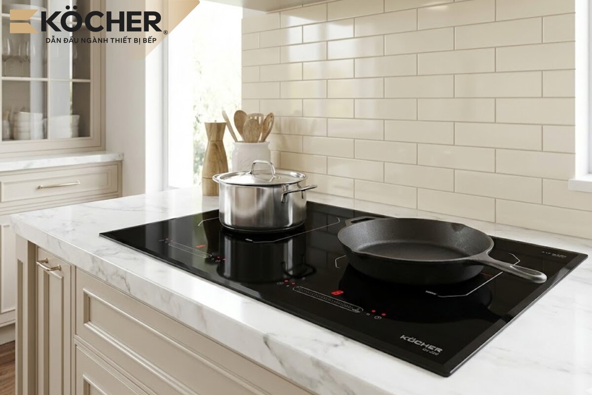 Hai bảng điều khiển độc lập trên bếp từ DI-222 giúp người dùng dễ dàng thao tác riêng biệt cho từng vùng nấu, mang lại sự tiện lợi và linh hoạt tối đa.