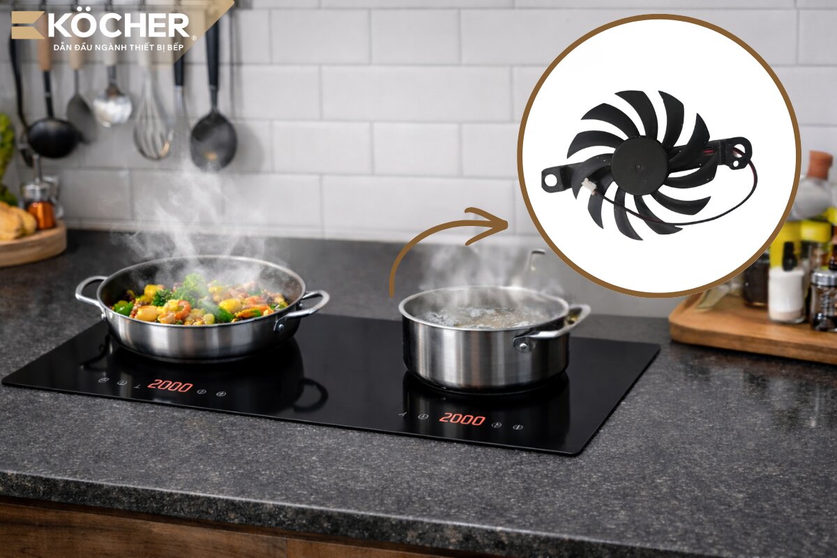 Quạt tản nhiệt của bếp không hoạt động hoặc hoạt động không hiệu quả, khiến khí nóng không được đối lưu ra ngoài.