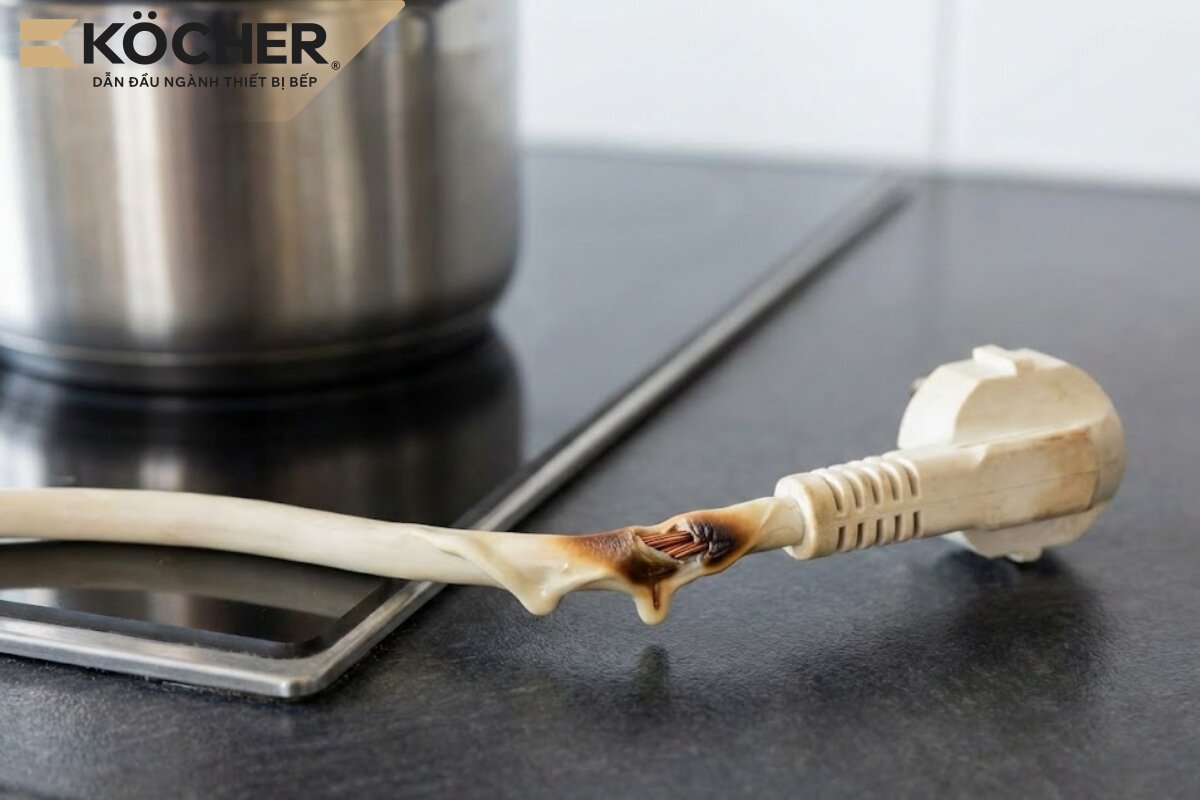 Dây điện bị hỏng khiến bếp không vào điện.