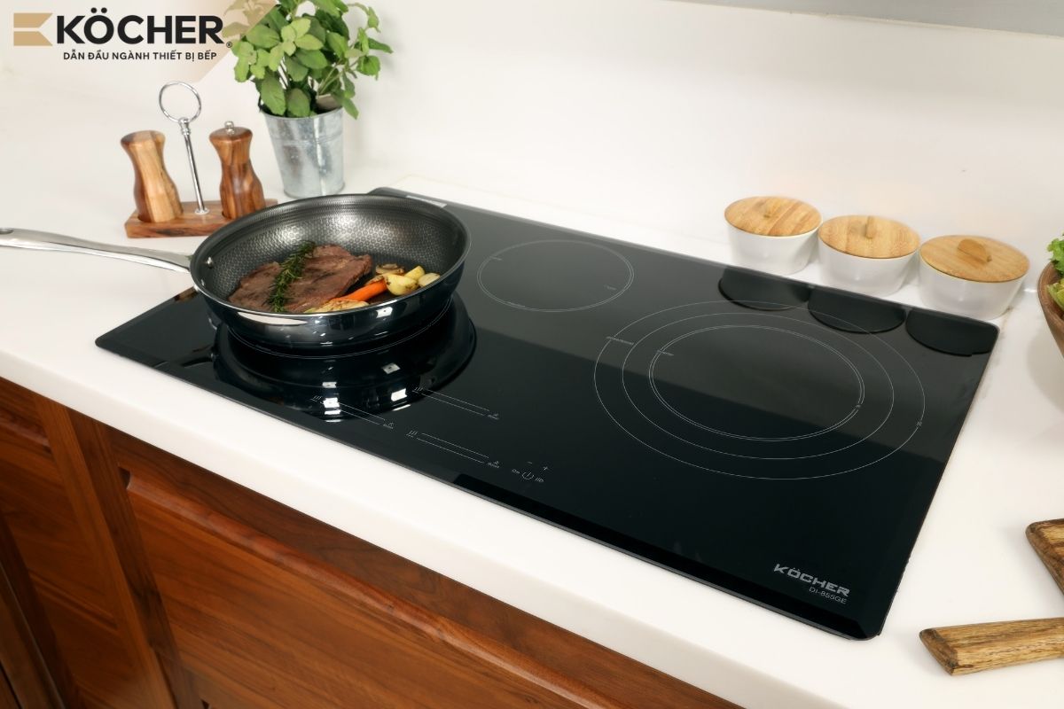 Bếp từ DI-855GE được thiết kế sang trọng với diện tích vùng nấu lớn