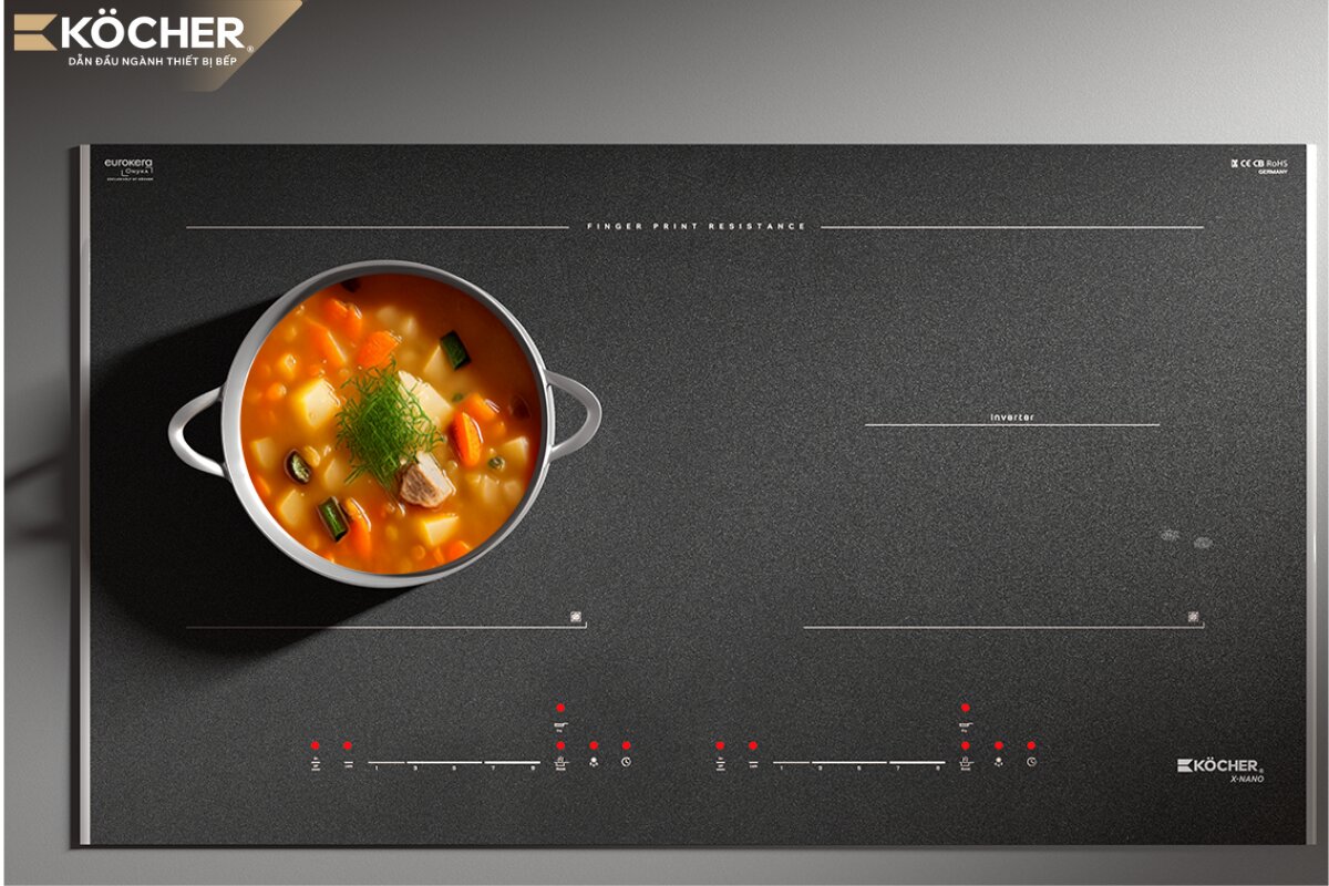 Bếp từ X-Nano 6 Plus được trang bị bảng điều khiển cảm ứng trượt trực quan, dễ thao tác.