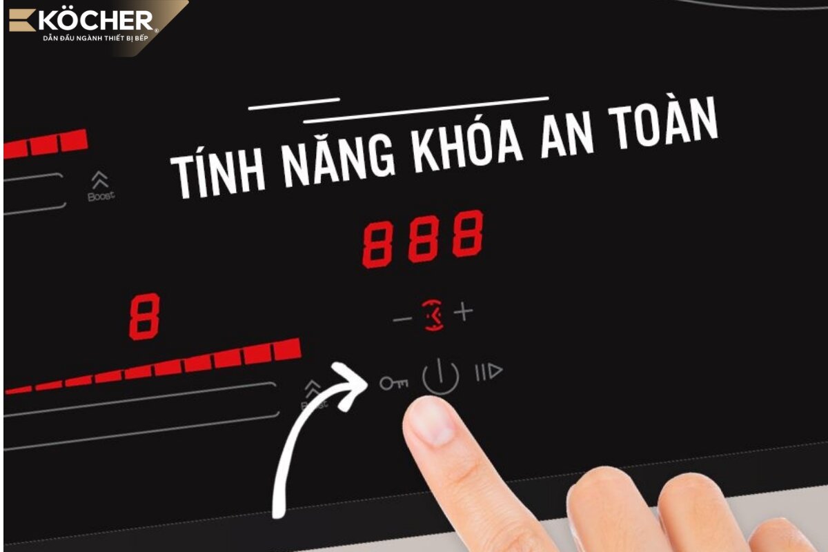 Tính năng khóa an toàn trẻ em giúp vô hiệu hóa bảng điều khiển cảm ứng.