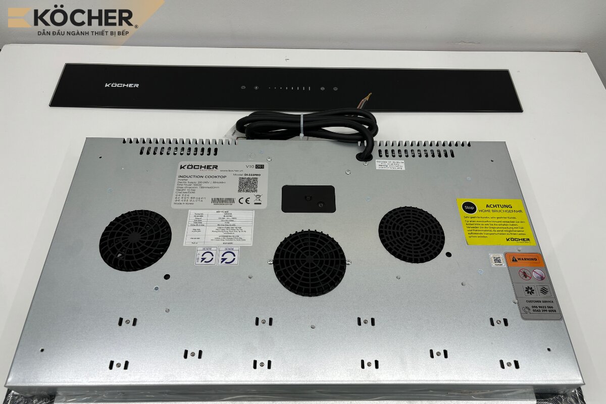 Bụng bếp từ Köcher bằng thép phủ sơn tĩnh điện giúp bảo vệ linh kiện, cách điện an toàn và ngăn ngừa rủi ro cháy nổ.