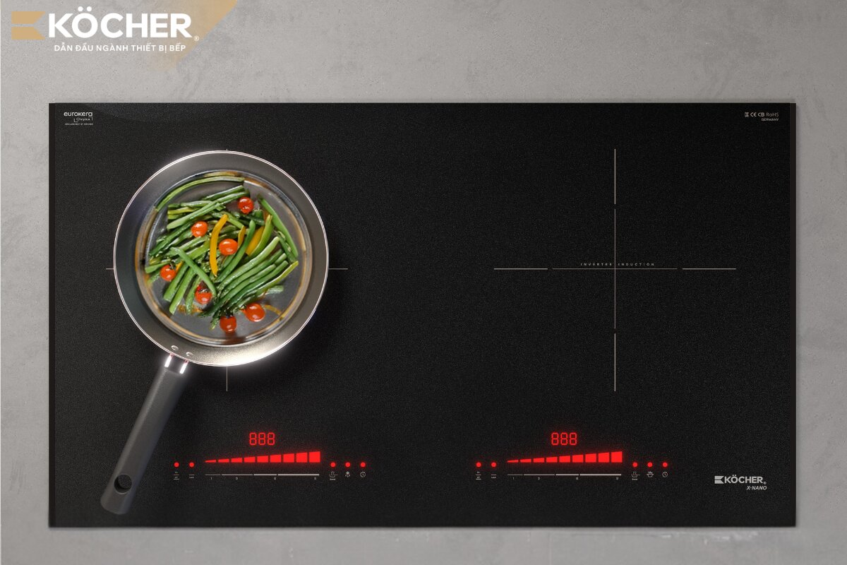 Bảng điều khiển dạng Slider độc lập giúp việc điều chỉnh nhiệt độ từng vùng nấu thuận tiện hơn.