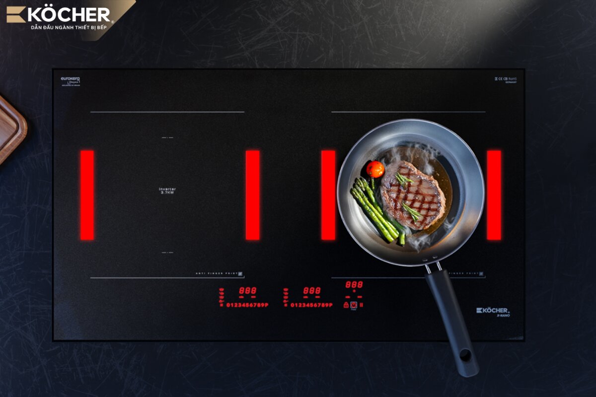 Bếp 2 vùng nấu Köcher được thiết kế tối ưu cho thói quen nội trợ Việt.