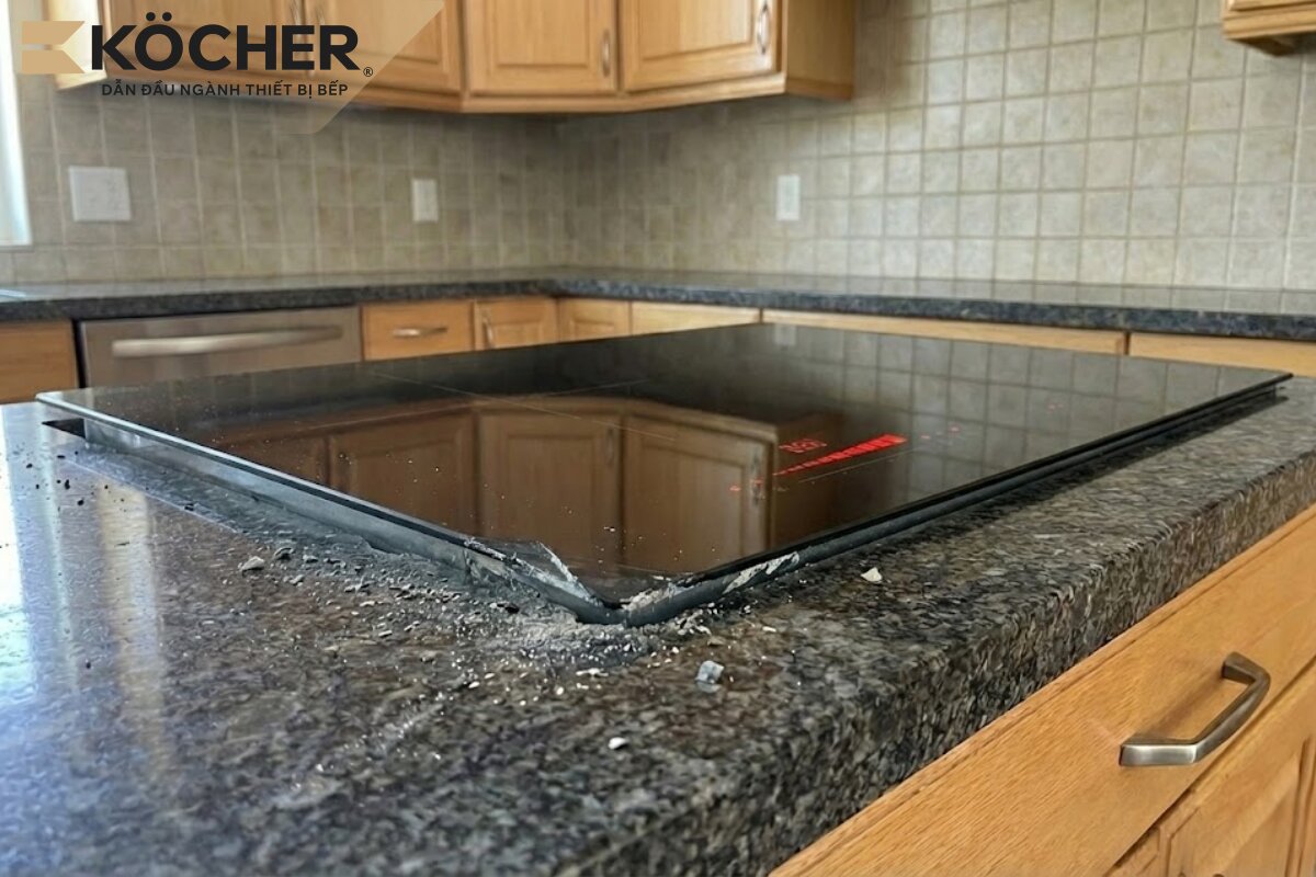Lắp đặt bếp sai có thể gây cấn đã và làm nứt vỡ kính.