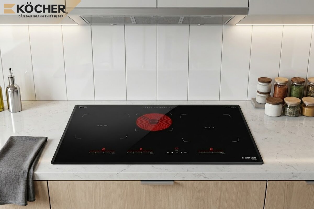 Bếp điện từ cao cấp Köcher DI EI-355 chuẩn Châu Âu, được tích hợp công nghệ nấu siêu tốc iQuick Boiling và chế độ Eco thông minh.
