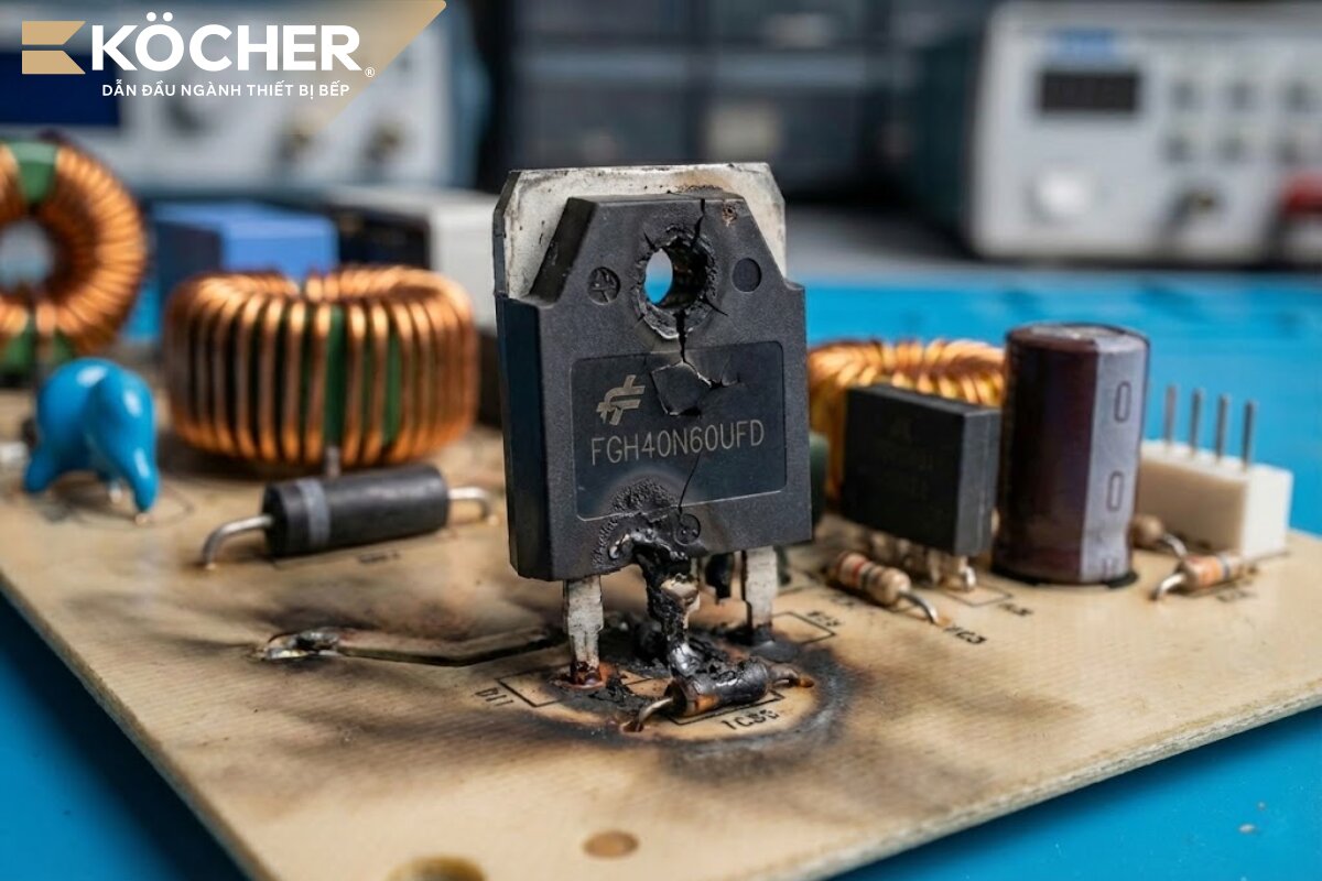 Linh kiện IGBT bị hỏng là nguyên nhân phổ biến nhất khiến bếp từ bị lỗi không phát xung. (Ảnh minh hoạ)
