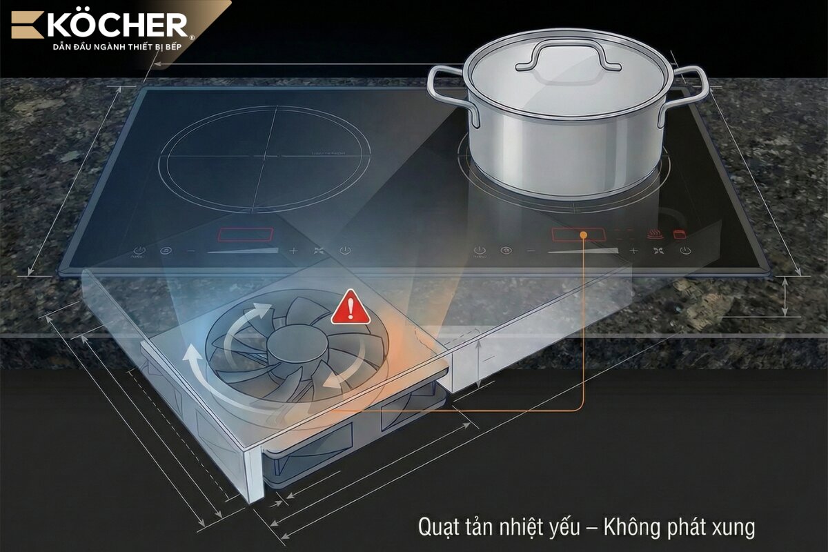 Quạt tản nhiệt hoạt động không hiệu quả là nguyên nhân bếp từ lỗi không phát xung. (Ảnh minh hoạ)