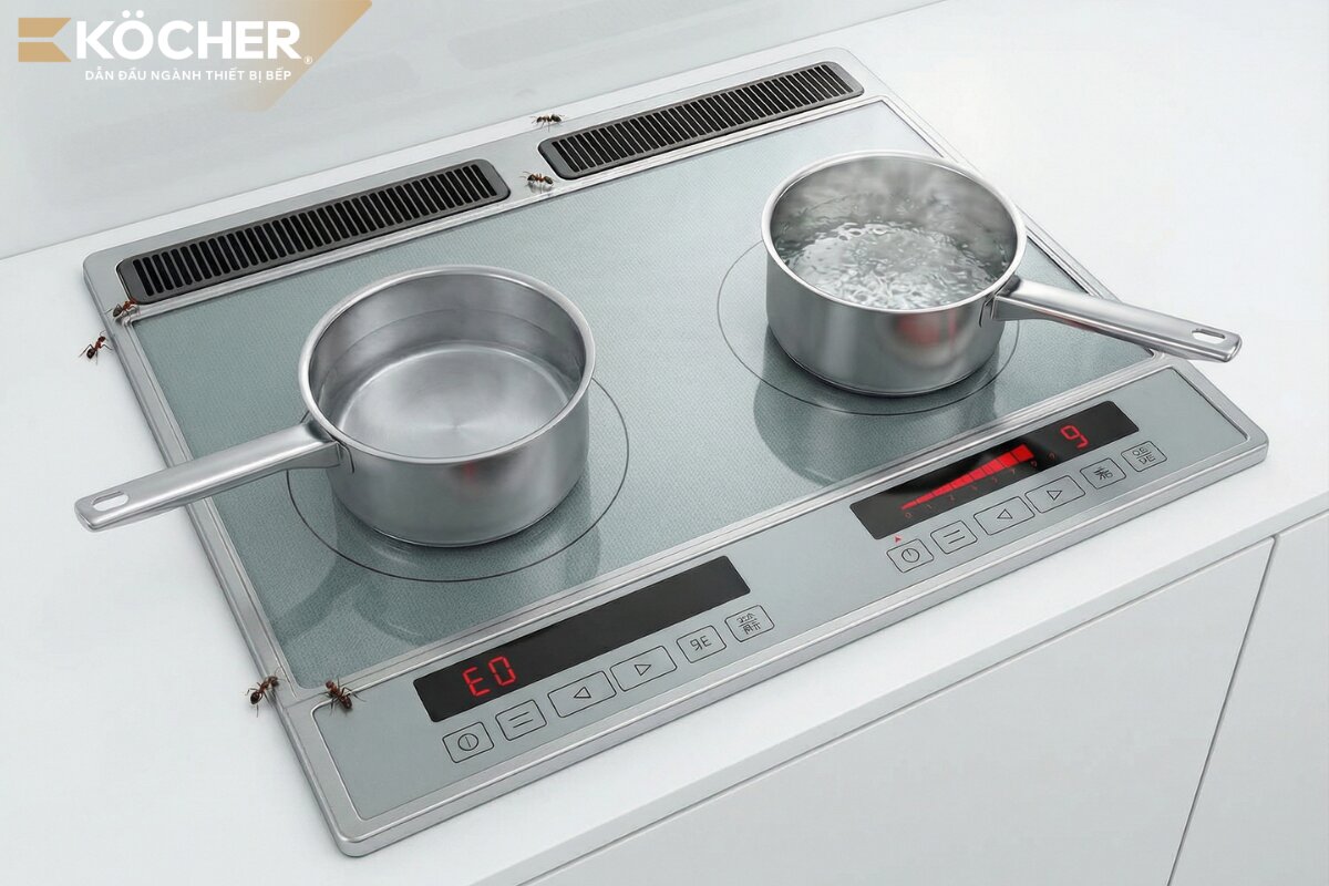 Côn trùng xâm nhập gây chạm chập linh kiện bên trong có thể gây lỗi E0 bếp từ. (Ảnh minh hoạ)