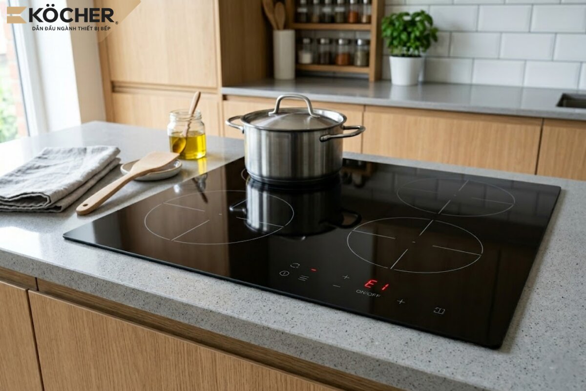 Lỗi E1 trên bếp từ báo hiệu linh kiện của bếp đang quá nóng.