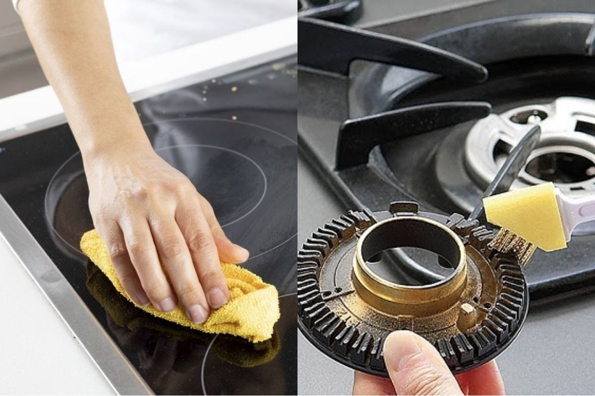 Bếp từ chỉ cần dùng khăn ẩm lau sạch mặt kính, bếp ga cần tháo từng bộ phận để làm sạch nên mất thời gian hơn. (Nguồn ảnh: Internet)