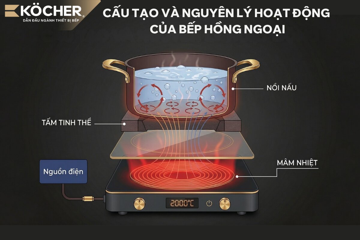 Cấu tạo và nguyên lý hoạt động của bếp hồng ngoại