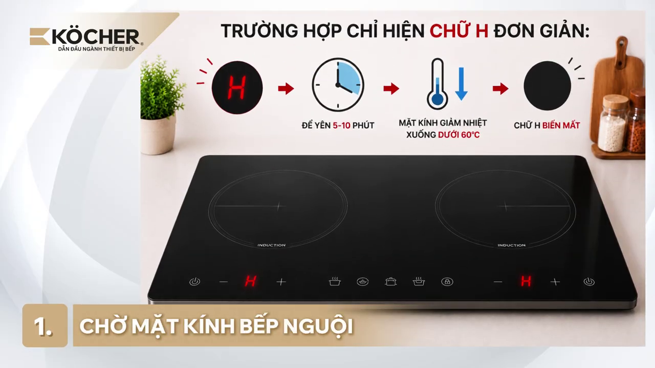 Chữ H hiện trên bếp vì nhiệt độ bếp còn nóng