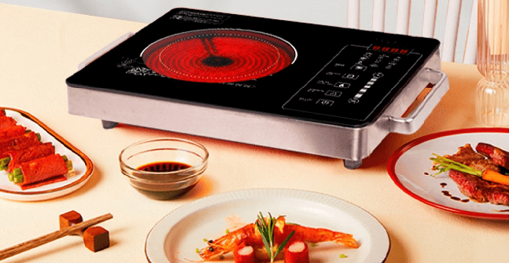 Bữa tiệc đồ nướng ngon mắt được thực hiện hoàn toàn bằng bếp điện hiện đại.