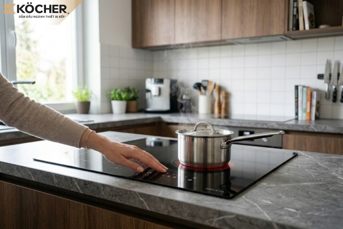 Bếp hồng ngoại làm nóng mặt kính gây nguy cơ bỏng khi vô tình chạm vào mặt bếp.