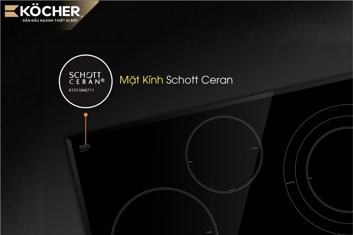 Kính Schott Ceran không chứa kim loại độc hại, có thể chịu sốc nhiệt tới 700°C