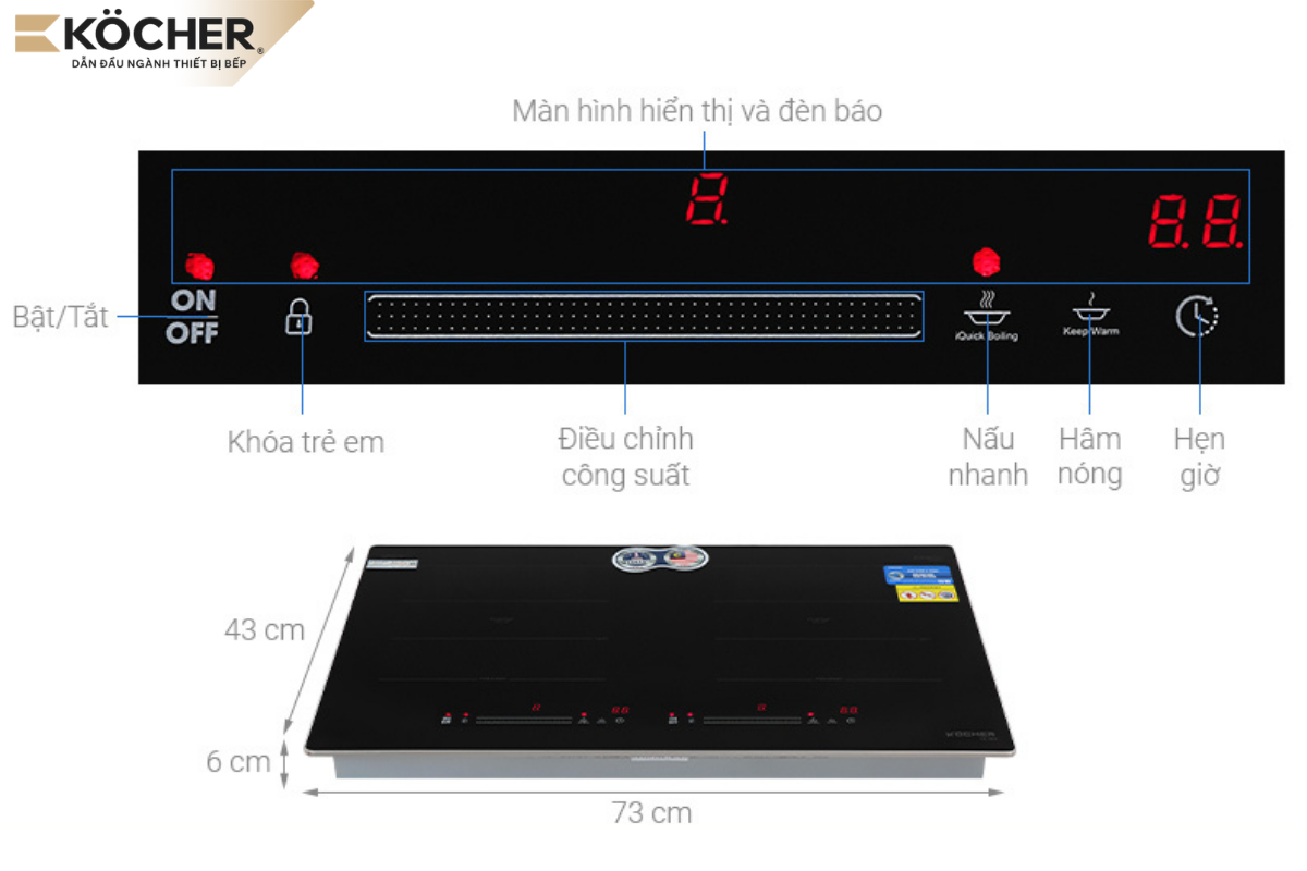Bếp từ dương với đa dạng tính năng, giúp nấu nướng nhanh, an toàn và tính thẩm mỹ vượt trội