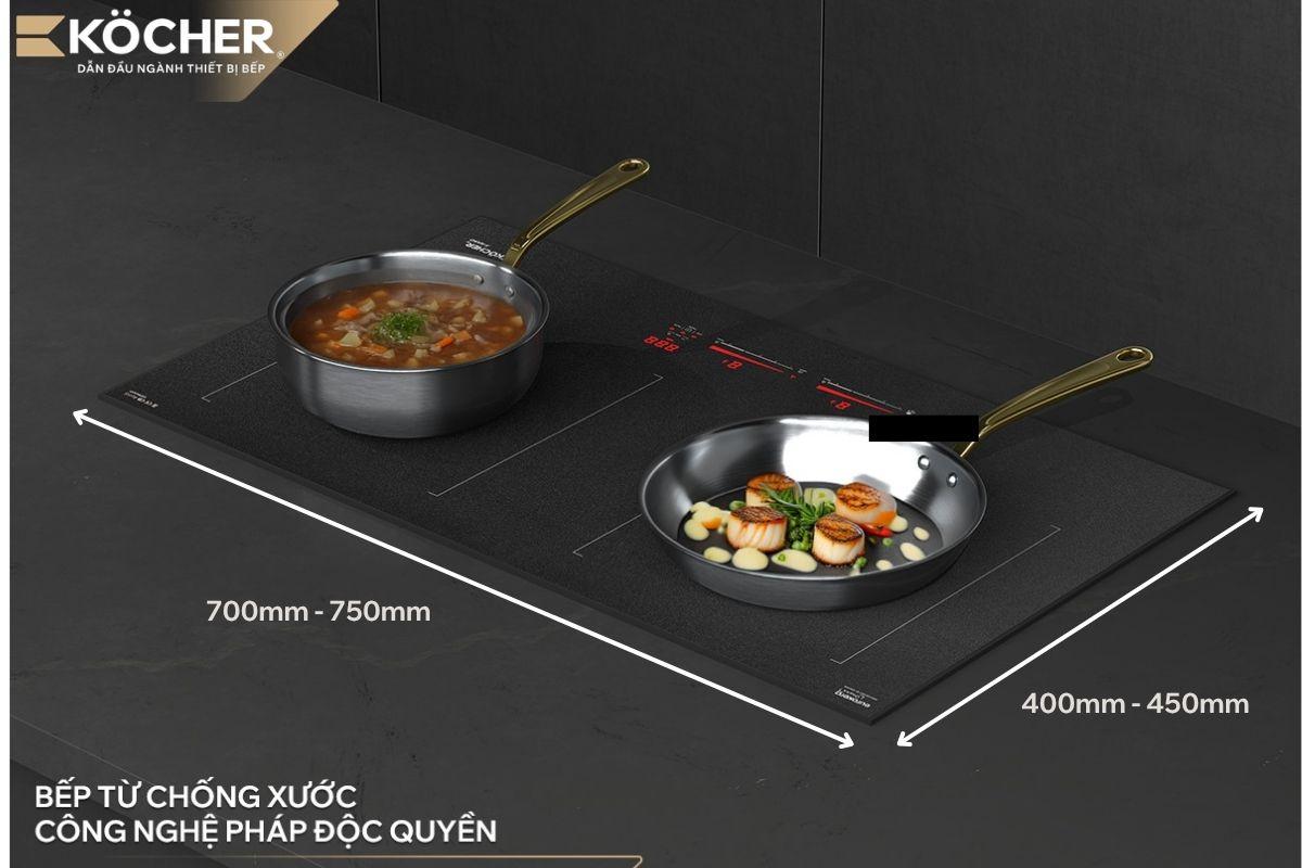 Bếp từ Köcher được thiết kế kích thước phù hợp với căn bếp Việt