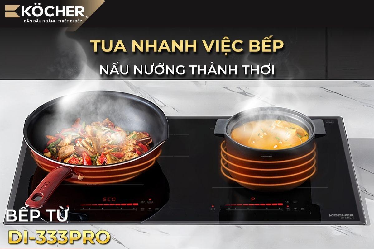 Bếp từ DI-333PRO với Công nghệ Big Zone XL giúp tua nhanh thời gian nấu
