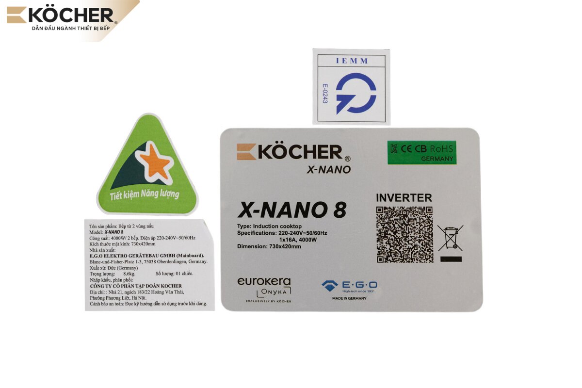 Kiểm tra tem nhãn phụ tiếng Việt được dán bổ sung trên bếp từ.