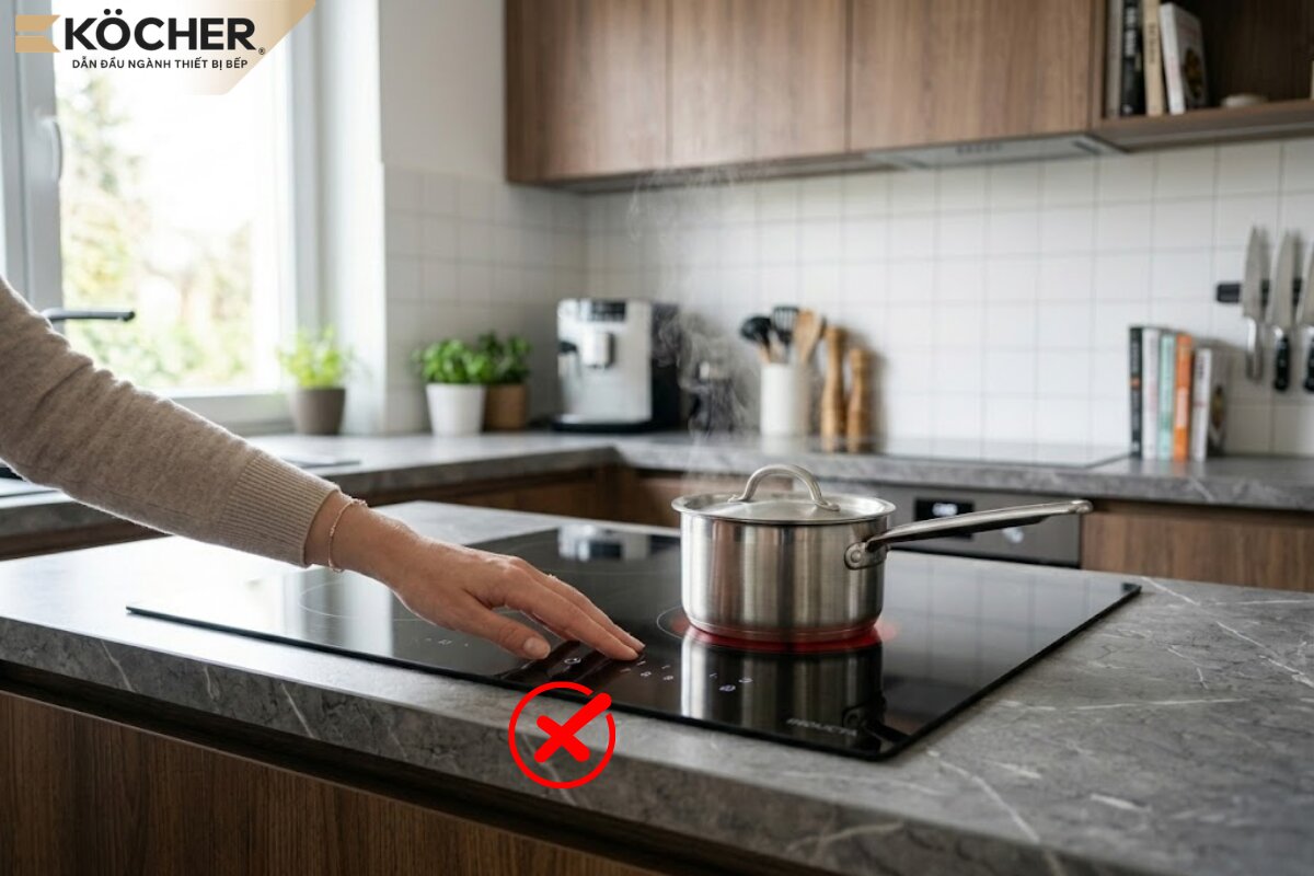 Không nên chạm vào mặt kính sau khi vừa nấu xong.