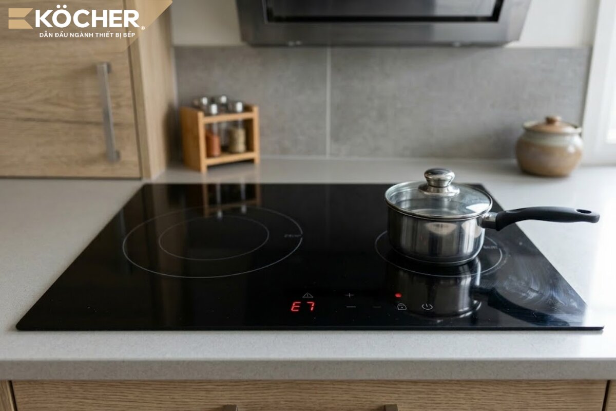 E7 thường gắn với tình trạng bảng điều khiển (khu vực cảm ứng) bị ẩm, đọng nước hoặc dính dị vật