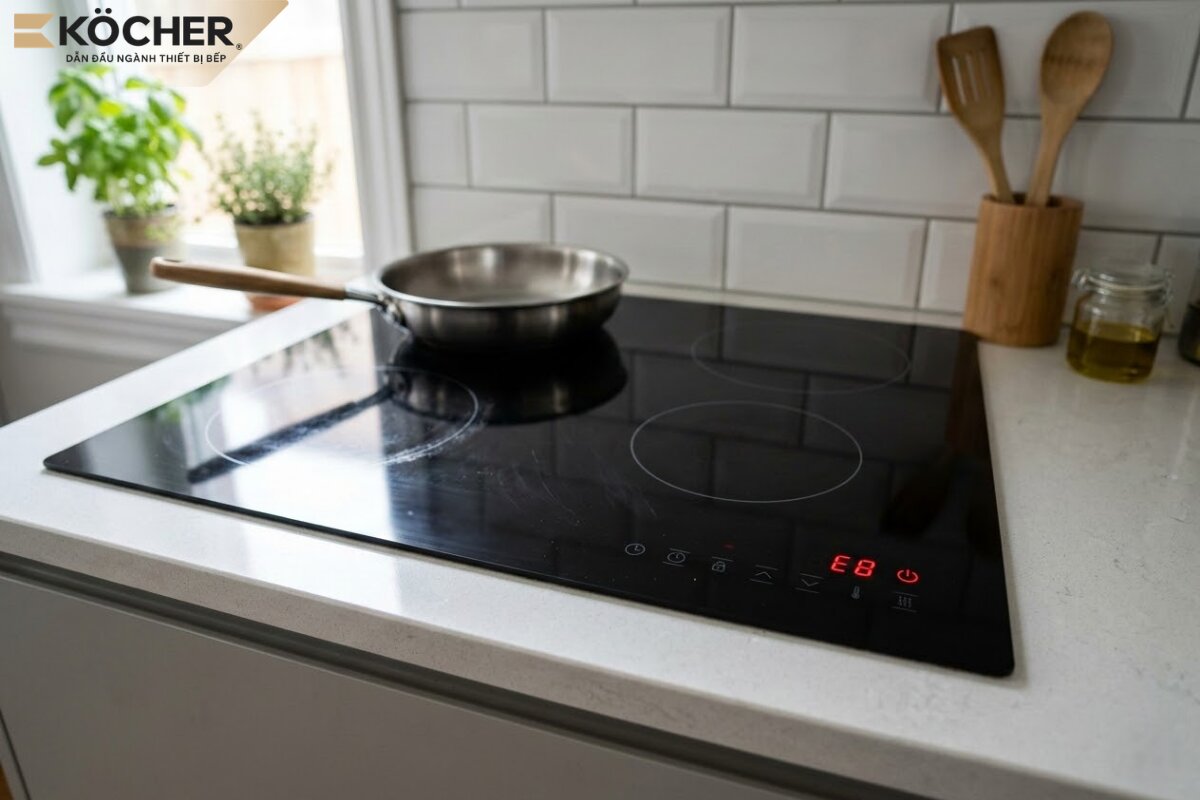 Mã lỗi E8 có thể xuất phát từ dụng cụ nấu, cảm biến nhiệt hoặc hệ thống tản nhiệt của bếp