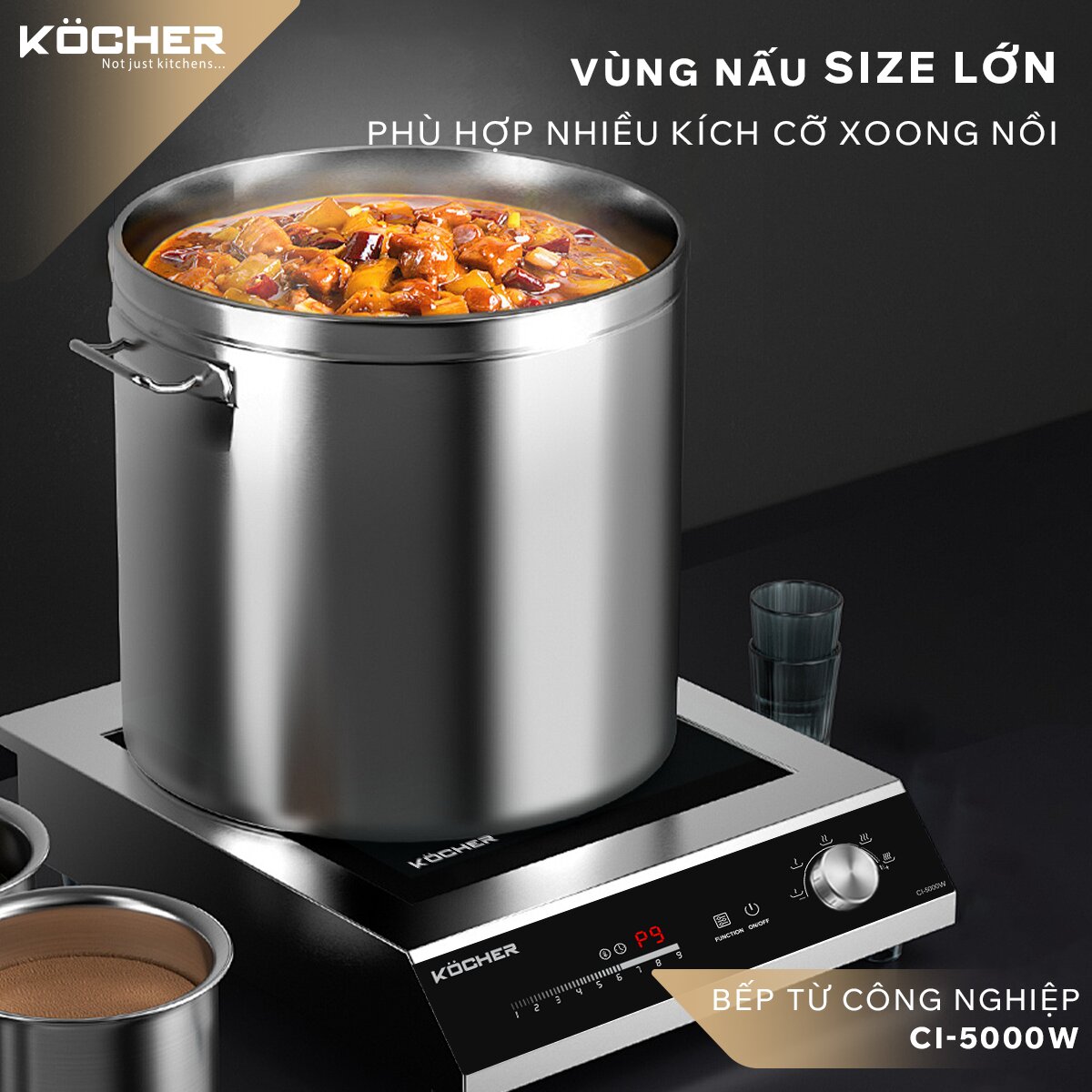 Đường kính vùng nấu lớn phù hợp với các món như phở, cháo, sốt vang