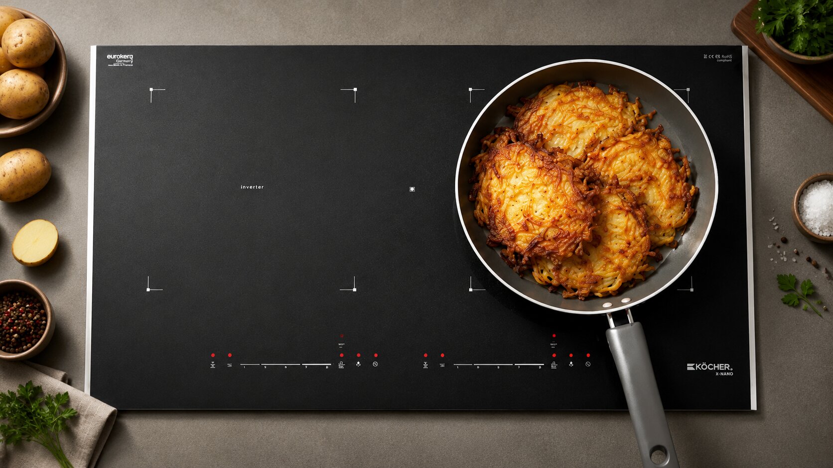 Frying potato pancakes