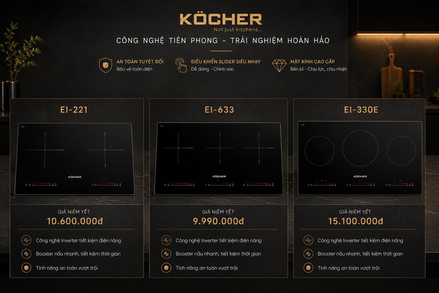 Hình ảnh tổng hợp các model bếp đáng mua nhất của Köcher