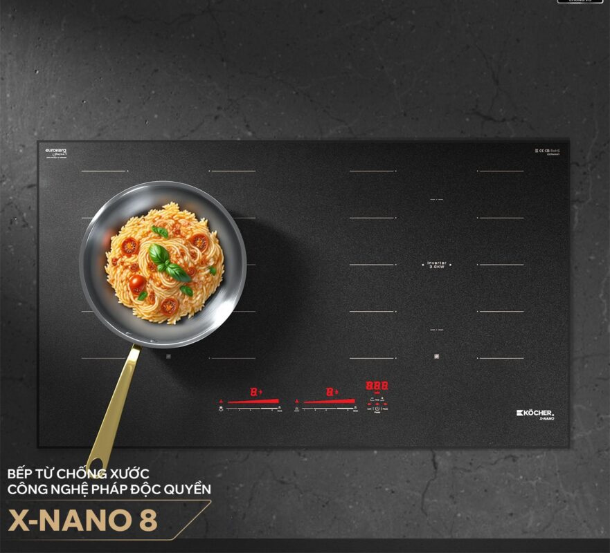 Bếp từ đôi Köcher X-Nano 8 nhập khẩu từ Đức với mặt kính chống xước độc quyền