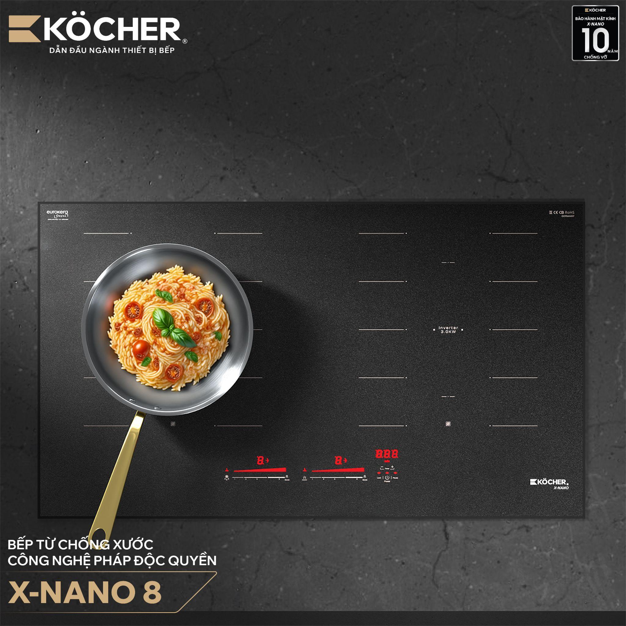 Bếp từ đôi Köcher X-Nano 8 nhập khẩu từ Đức với mặt kính chống xước độc quyền