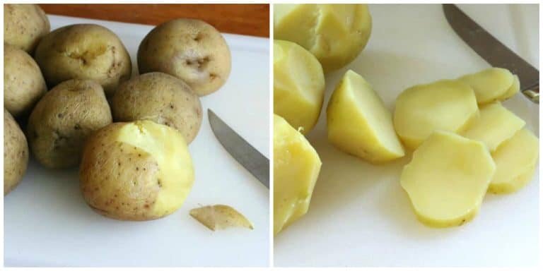 Boiling and peeling potatoes. (Source: daringgourmet.com)