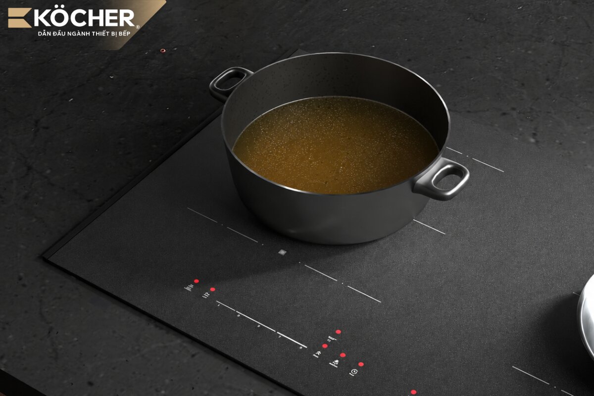 Heating beef broth on the induction cooktop