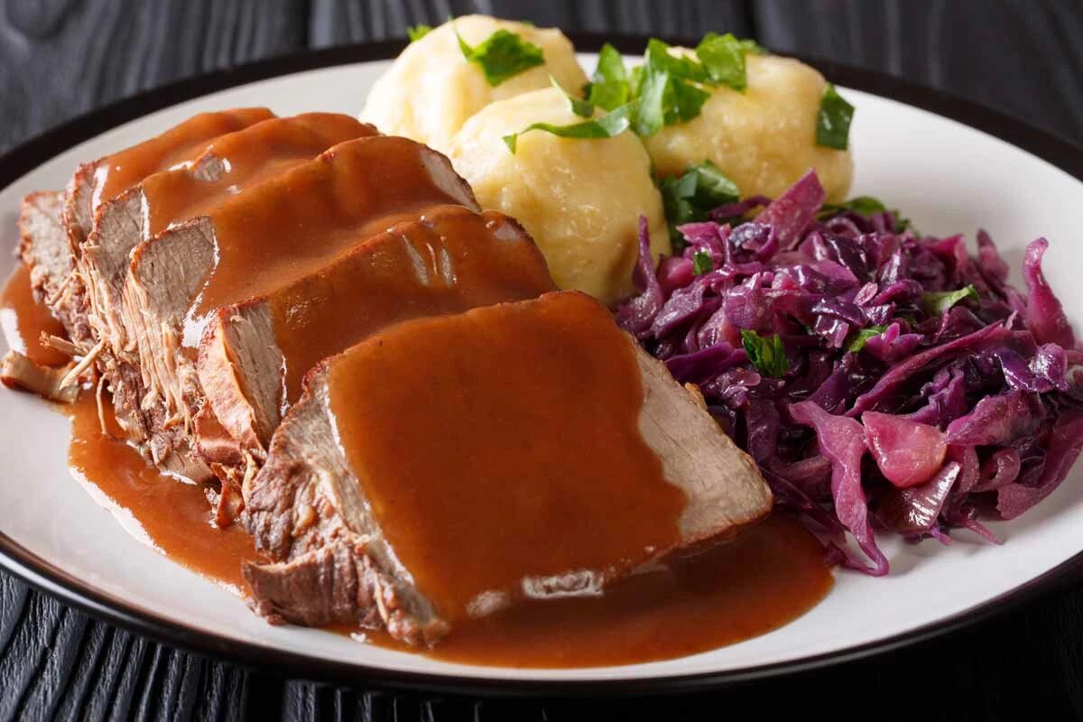 Sauerbraten traditional German sour braised beef. (Source: bremer-gewuerzhandel.de)