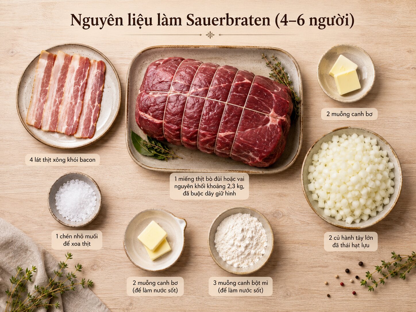 Ingredients for Sauerbraten from Germany