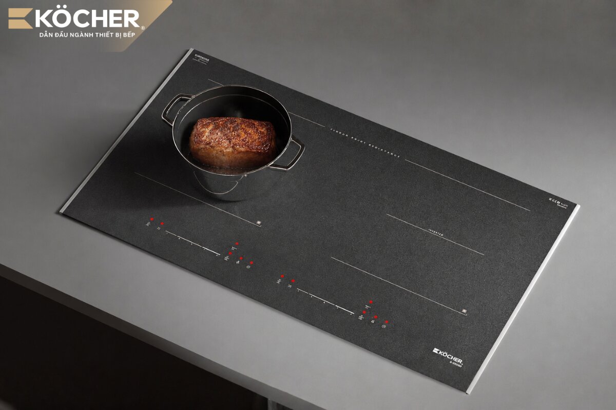 Köcher induction cooker with German induction technology and an easy-to-use touch control panel, allowing for a switch from "medium heat" to "low heat" in seconds.